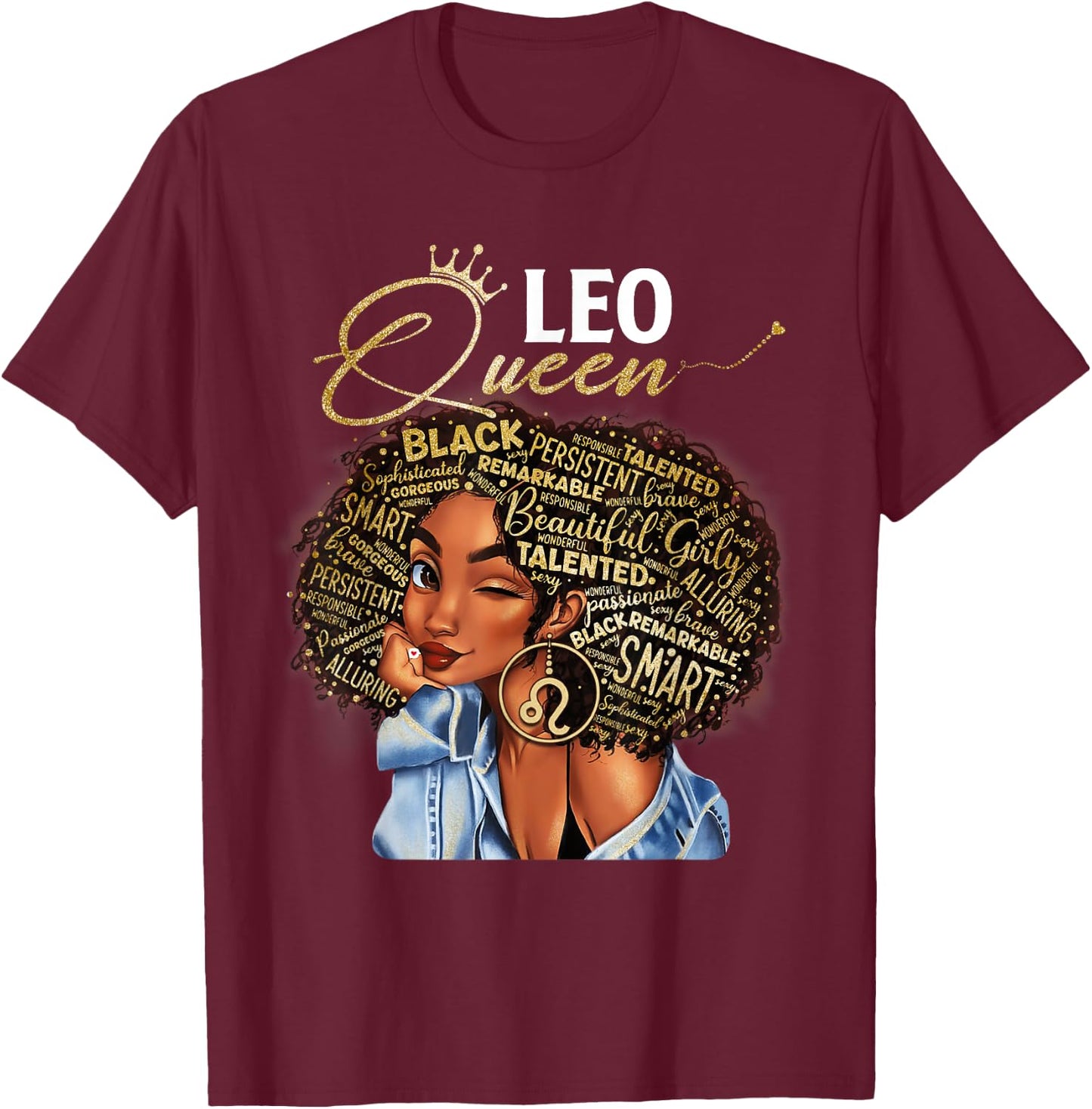Leo Queen Sweet As Candy Birthday Gift Black Women T-Shirt - T-Shirt | Maroon