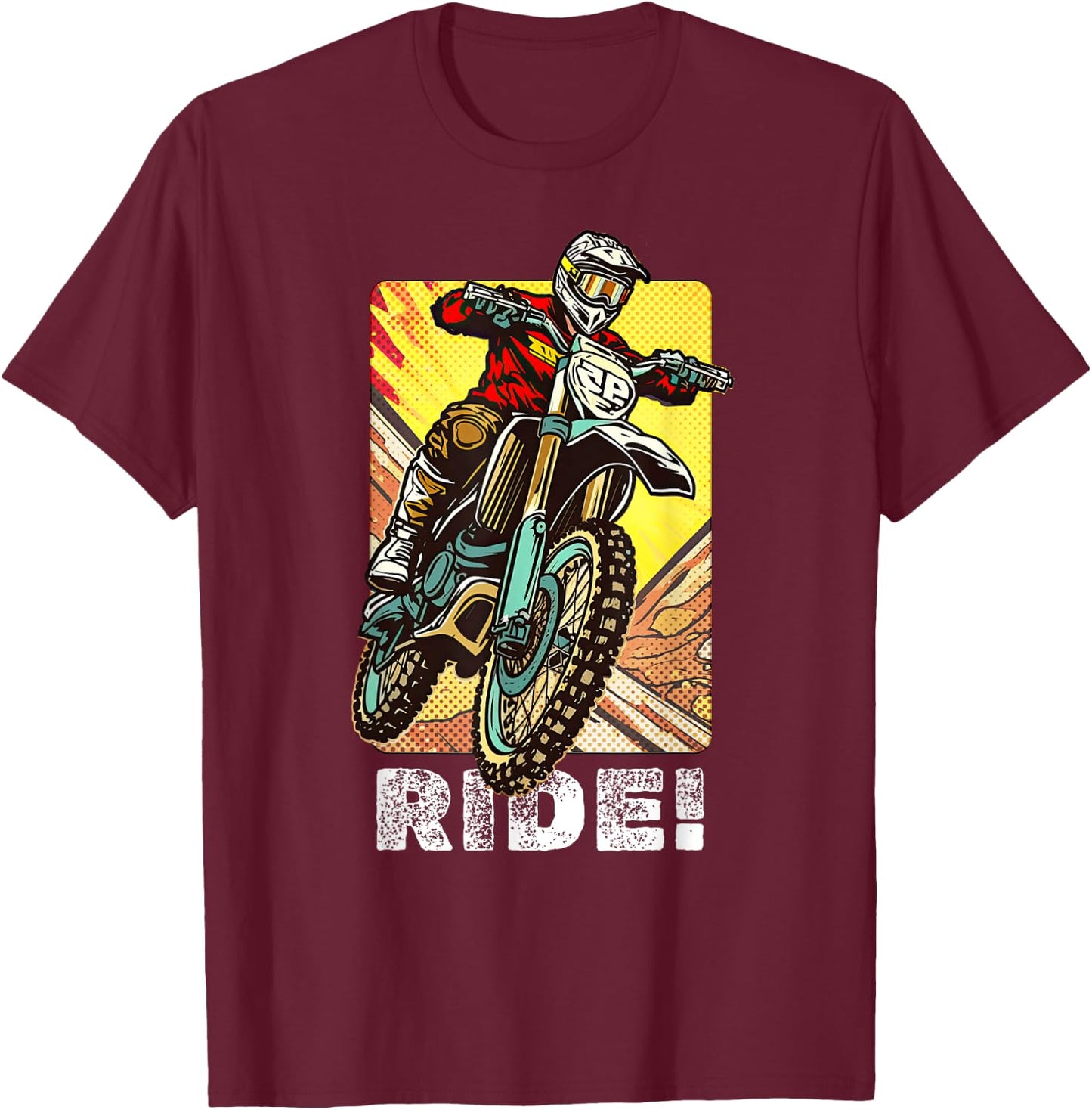 Motocross Dirt Bike Rider Vintage Dirt Bike T-Shirt - T-Shirt | Maroon