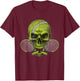 Skeleton Head Skull Tennis Ball & Rackets Happy Halloween T-Shirt - T-Shirt | Maroon