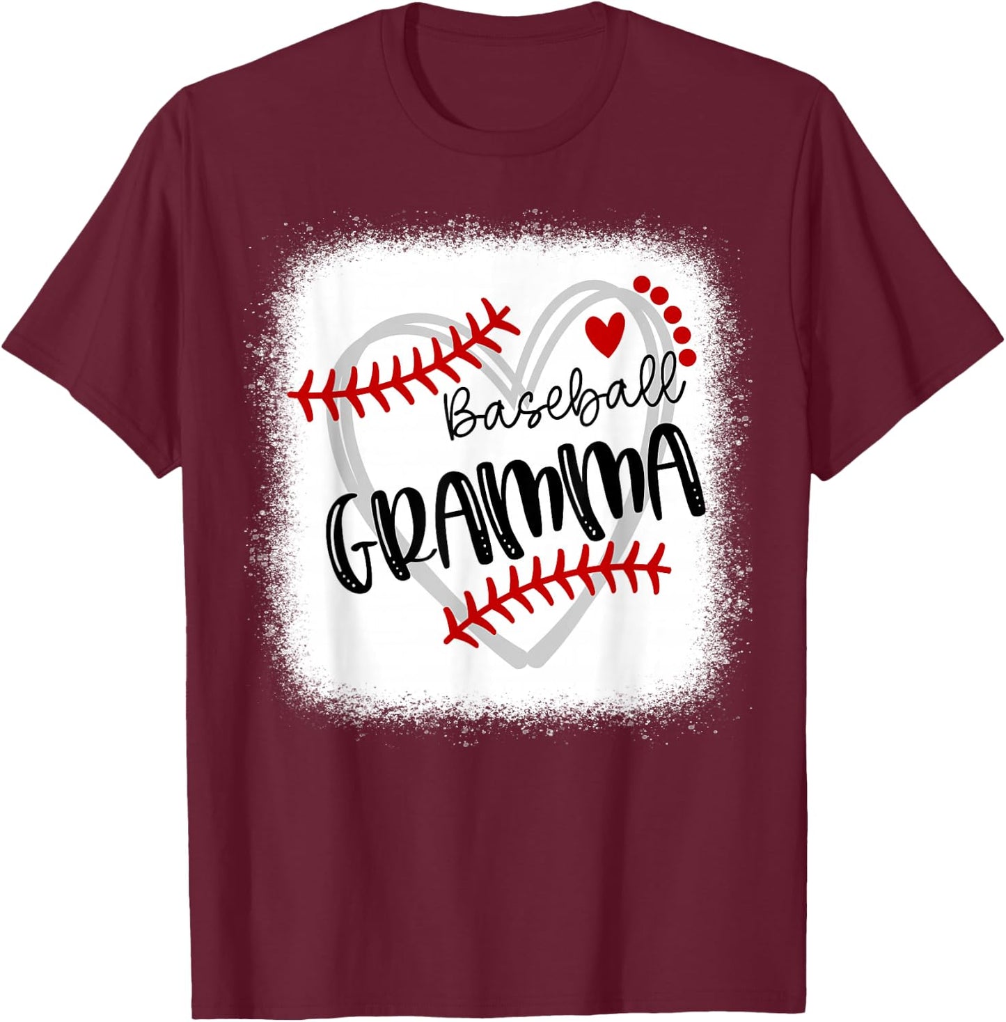 Personalized Baseball Heart Cute Gramma Women Baseball T-Shirt - T-Shirt | Maroon