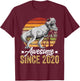 Awesome Since 2020 5 Years Old 5th Birthday Trex Dinosaur T-Shirt - T-Shirt | Maroon