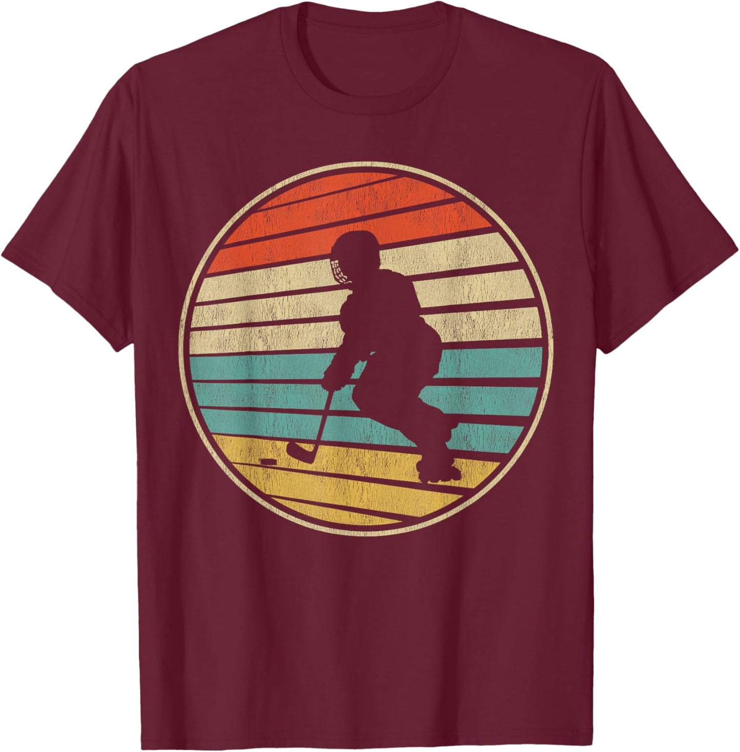 Roller Hockey Retro Vintage 70s 80s Rink Hockey Lovers T-Shirt - T-Shirt | Maroon