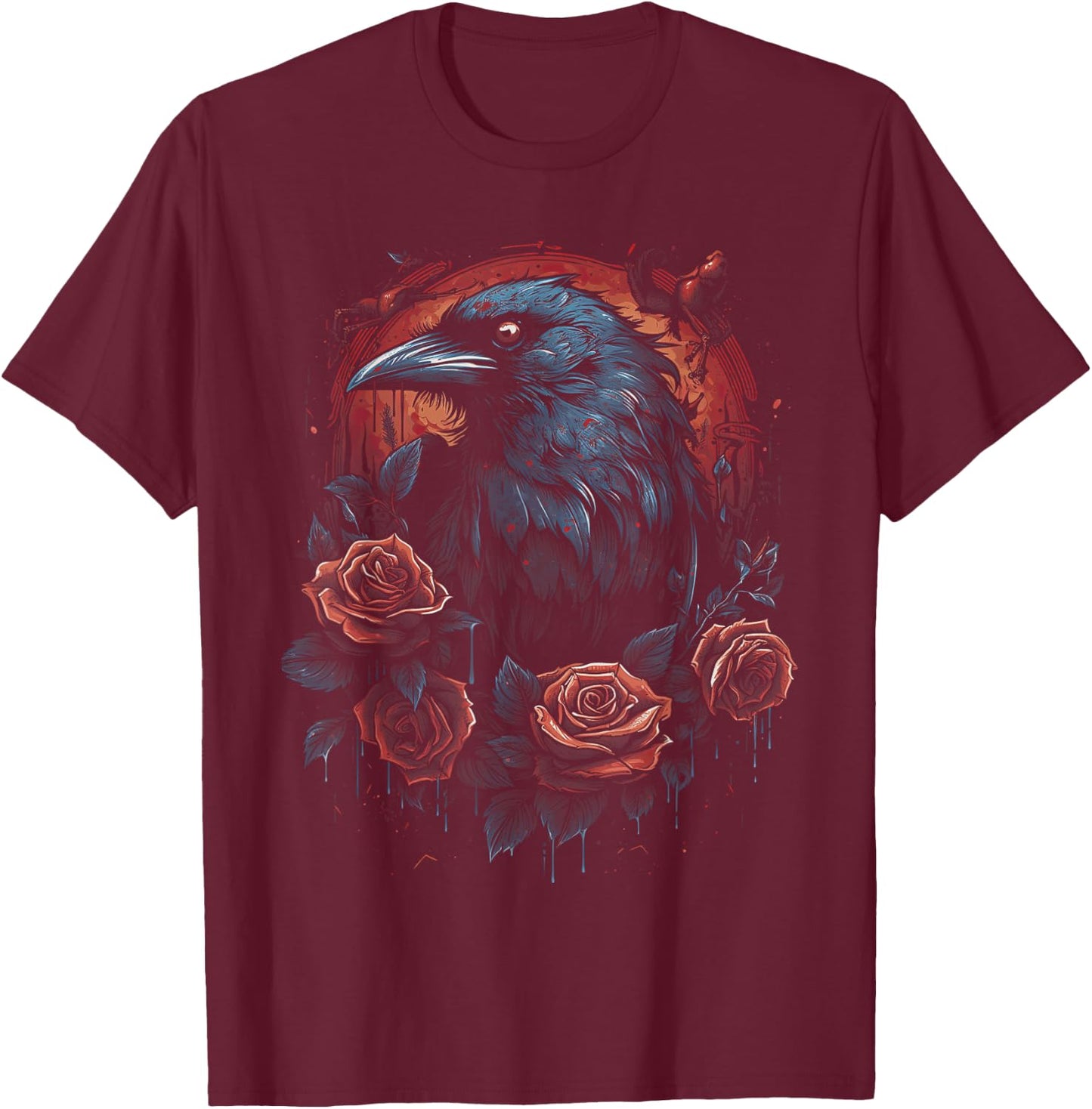Crow Bird Dark Mystic Nordic Raven Black Gothic Occult Viking Witchcraft T-Shirt - T-Shirt | Maroon