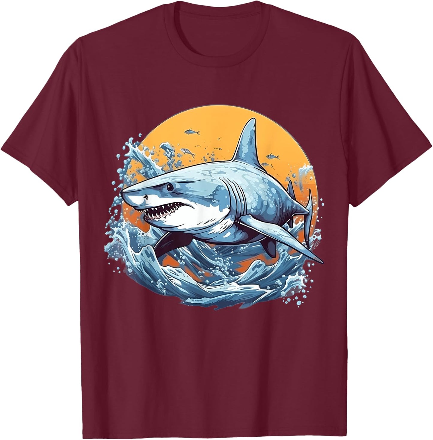 Retro Style Galapagos Shark T-Shirt - T-Shirt | Maroon