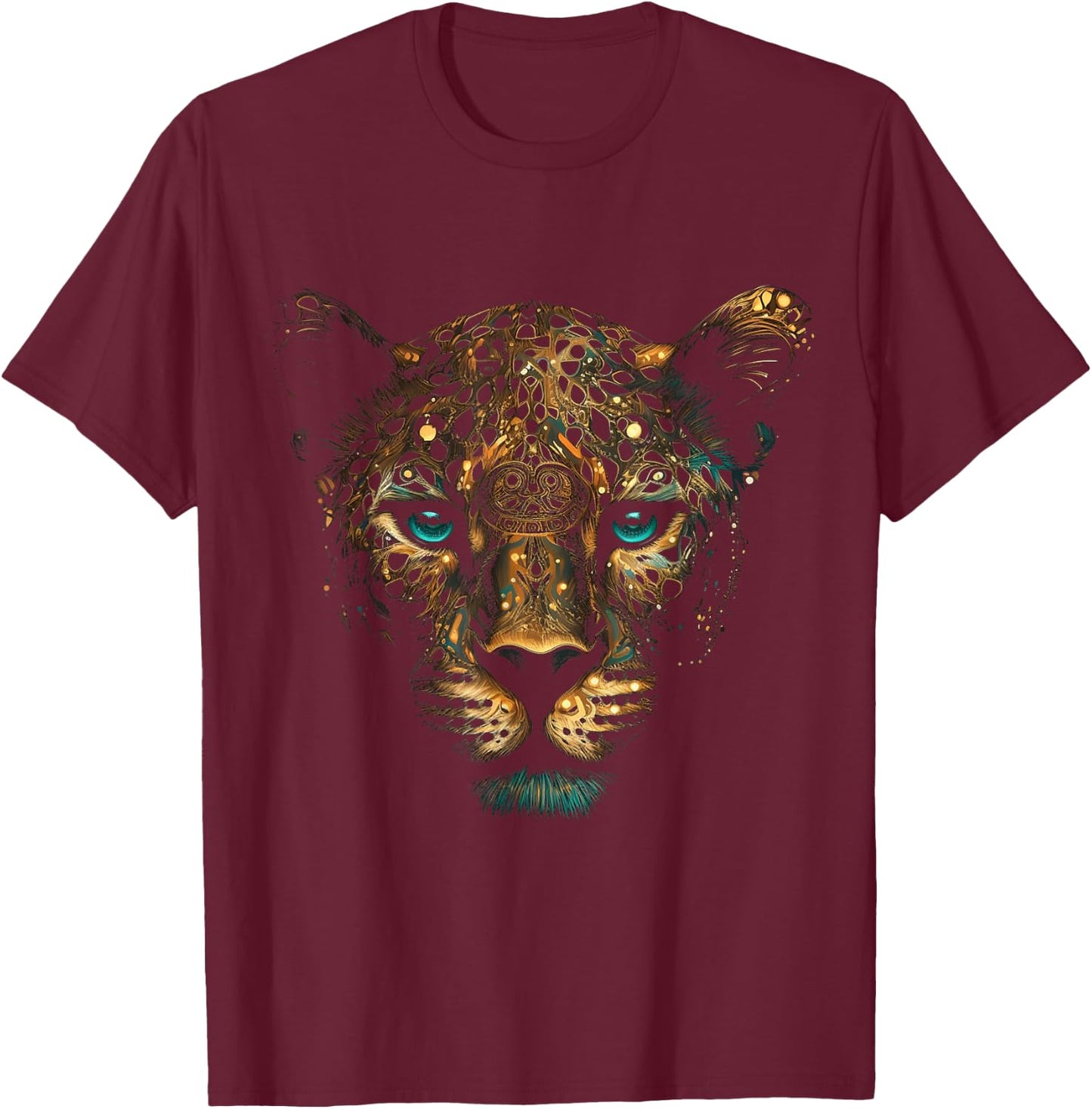 Leopard Artwork Fantasy - Art Animal Leopard T-Shirt - T-Shirt | Maroon
