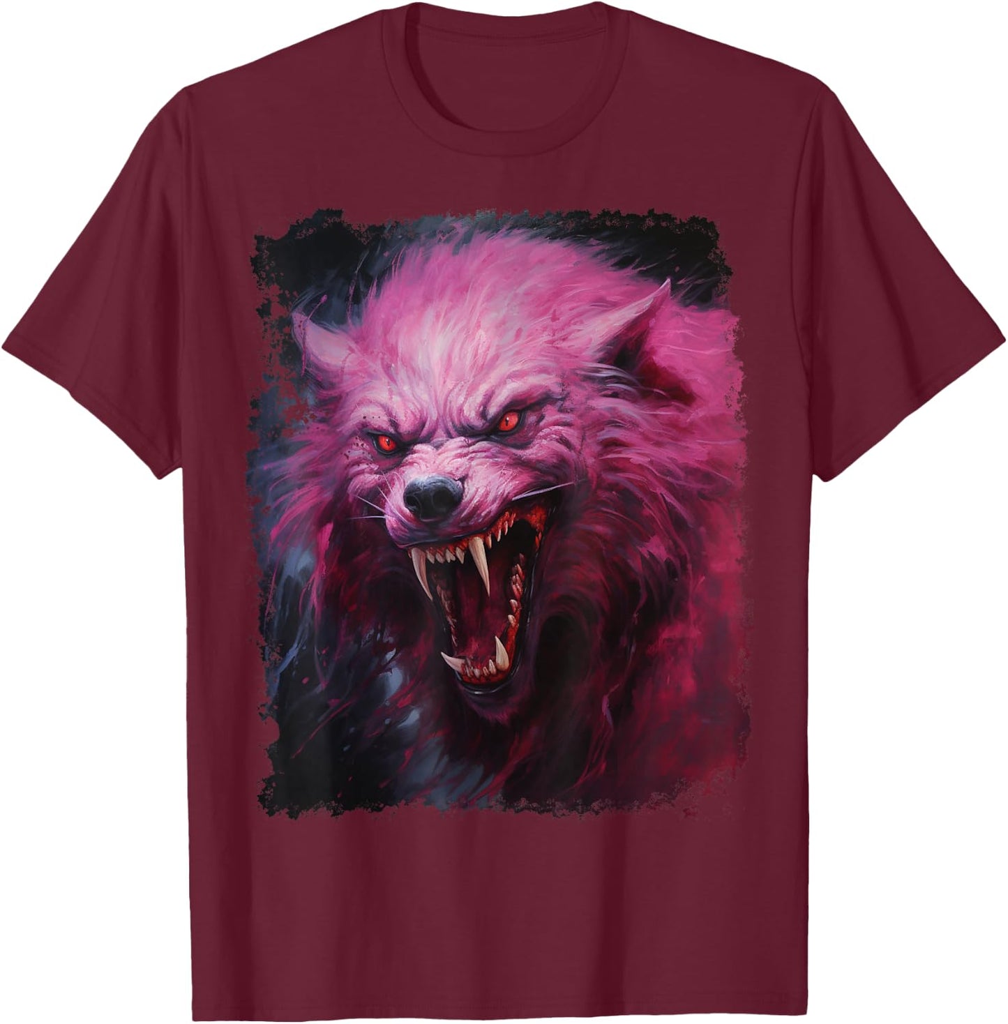 Werewolf Scary Pink Halloween T-Shirt - T-Shirt | Maroon