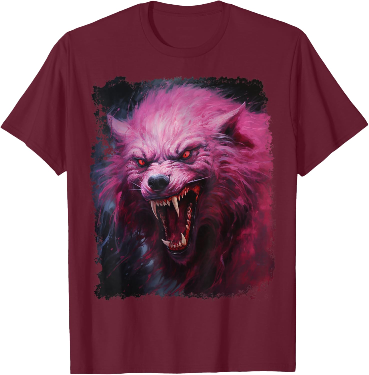 Werewolf Scary Pink Halloween T-Shirt - T-Shirt | Maroon