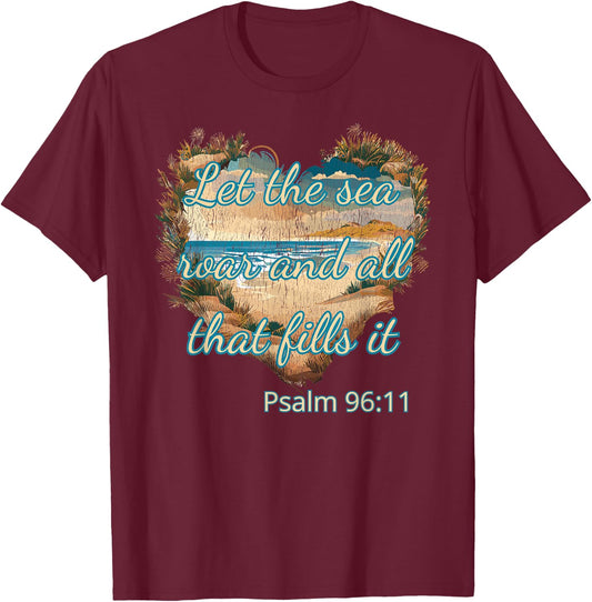 Beach Theme Christian Quotes Bible Verse Sayings T-Shirt - T-Shirt | Maroon