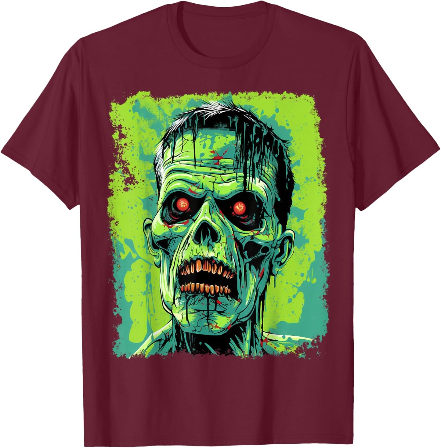 Green Zombie Undead Pop Art T-Shirt - T-Shirt | Maroon