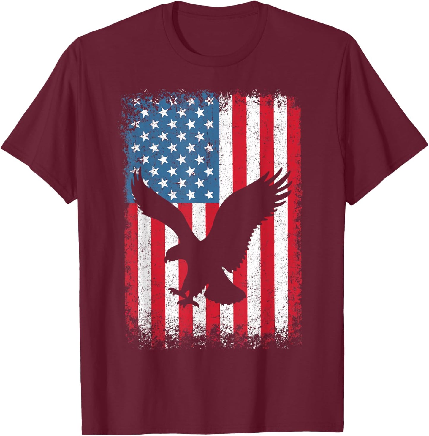 4th of July American Eagle Flag USA Independence Day T-Shirt - T-Shirt | Maroon