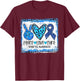Peace Love Cure Blue Ribbon T1D Type 1 Diabetes Awareness T-Shirt - T-Shirt | Maroon