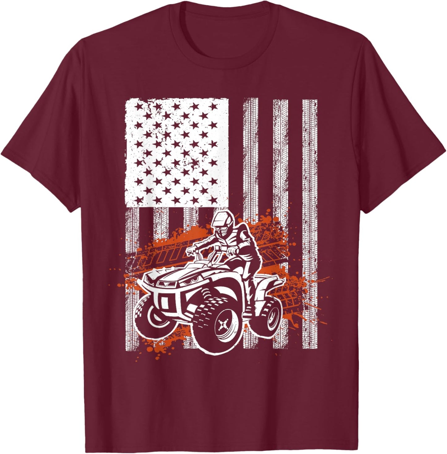 Cool ATV Women Quad Racing Squad USA Flag 4 Wheeler T-Shirt - T-Shirt | Maroon