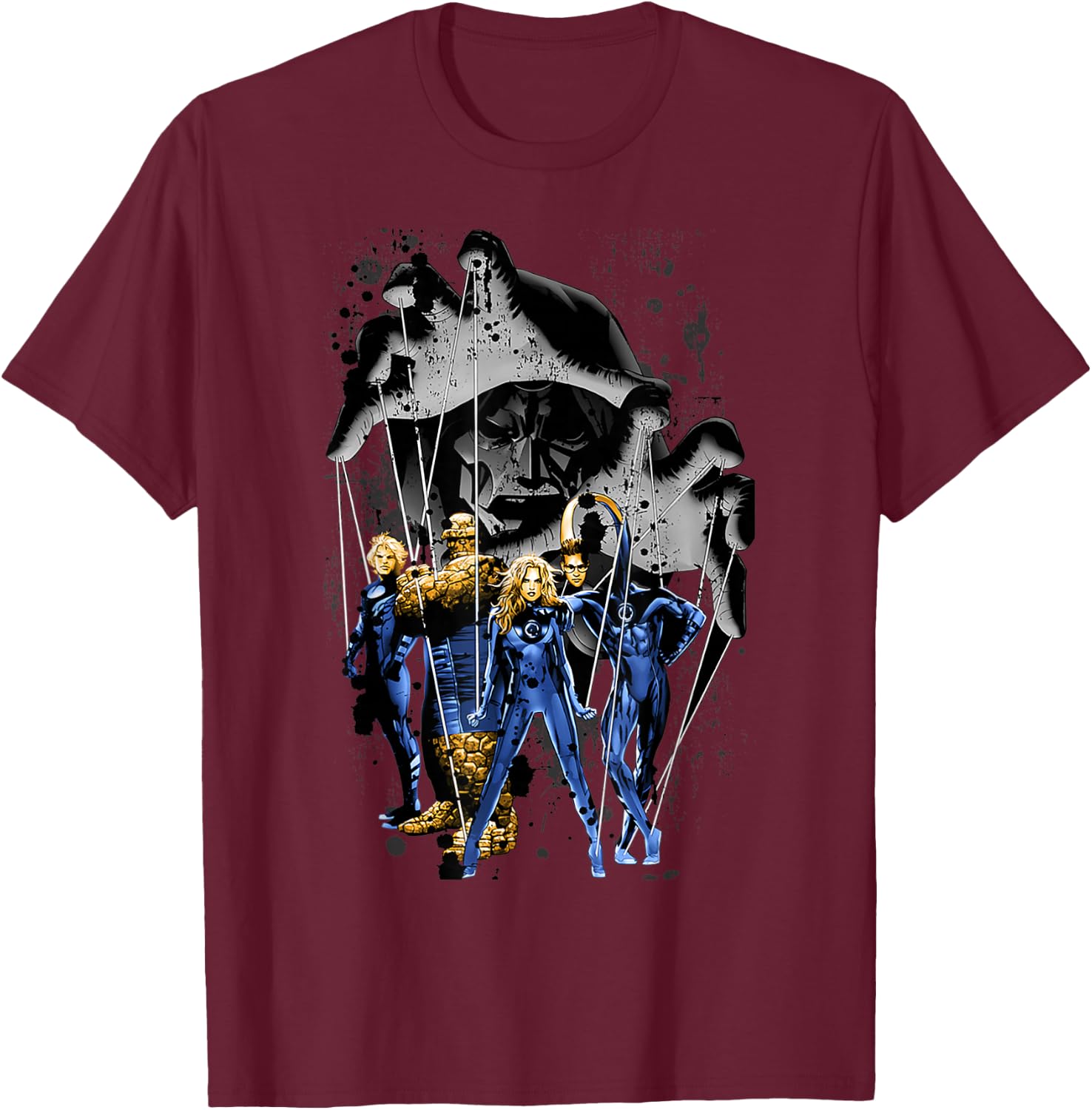 Marvel Fantastic Four Doctor Doom Puppet Master Retro Poster T-Shirt - T-Shirt | Maroon