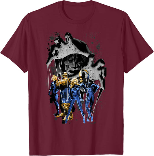 Marvel Fantastic Four Doctor Doom Puppet Master Retro Poster T-Shirt - T-Shirt | Maroon