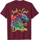 Just a girl who loves Dragons Watercolor Dragon Lover Theme T-Shirt - T-Shirt | Maroon