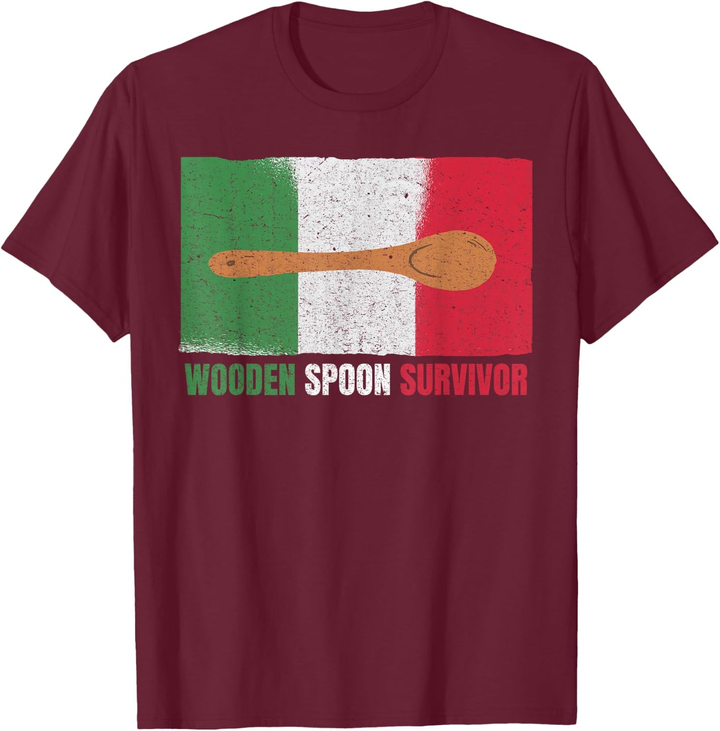 Funny "wooden spoon survivor" - Italian T-Shirt - T-Shirt | Maroon