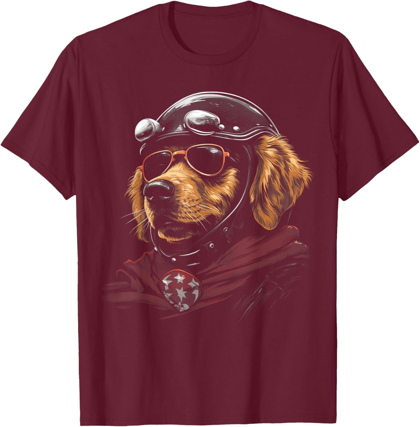 Cool Motorcycle Dad Biker Dog Golden Retriever Dad Rider T-Shirt - T-Shirt | Maroon