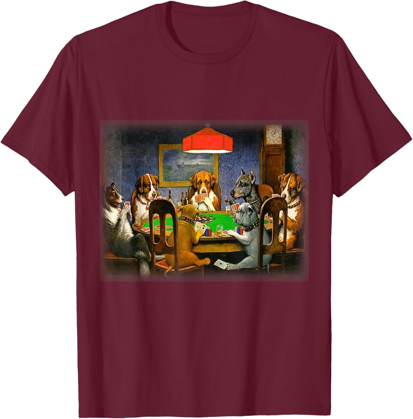 Dogs Playing Poker | A Friend in Need | Funny Dog Lover Art T-Shirt - T-Shirt | Maroon