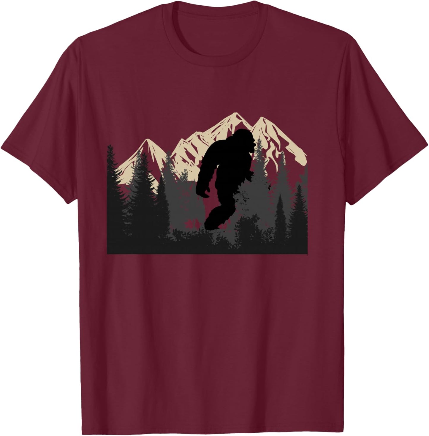 Bigfoot Sasquatch Design Women and Men Trip Hiking lovers T-Shirt - T-Shirt | Maroon