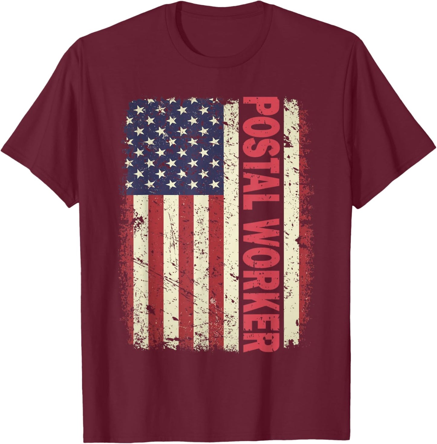 Patriotic Postal Worker Vintage USA American Flag US Postal T-Shirt - T-Shirt | Maroon
