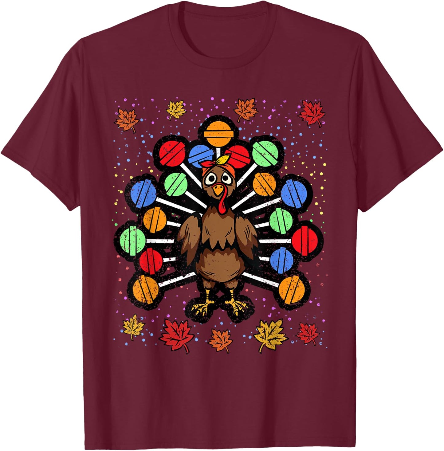 Turkey Lollipop Thanksgiving Day Funny Candy Boys Girls Kids T-Shirt - T-Shirt | Maroon