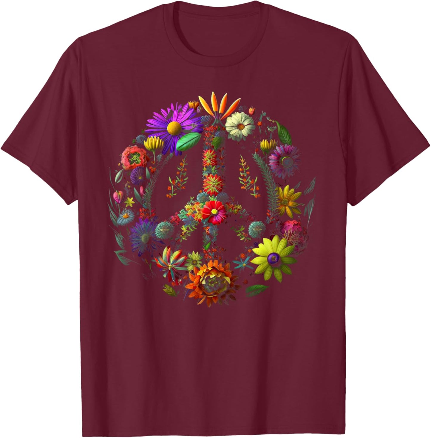 Peace hand tie sign of freedom hippie flower child T-Shirt - T-Shirt | Maroon
