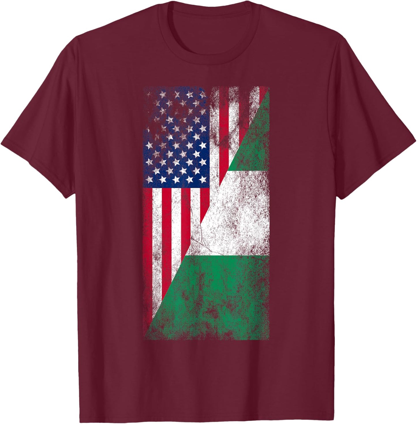 USA & Nigeria Flags - United States of America, Nigerian T-Shirt - T-Shirt | Maroon