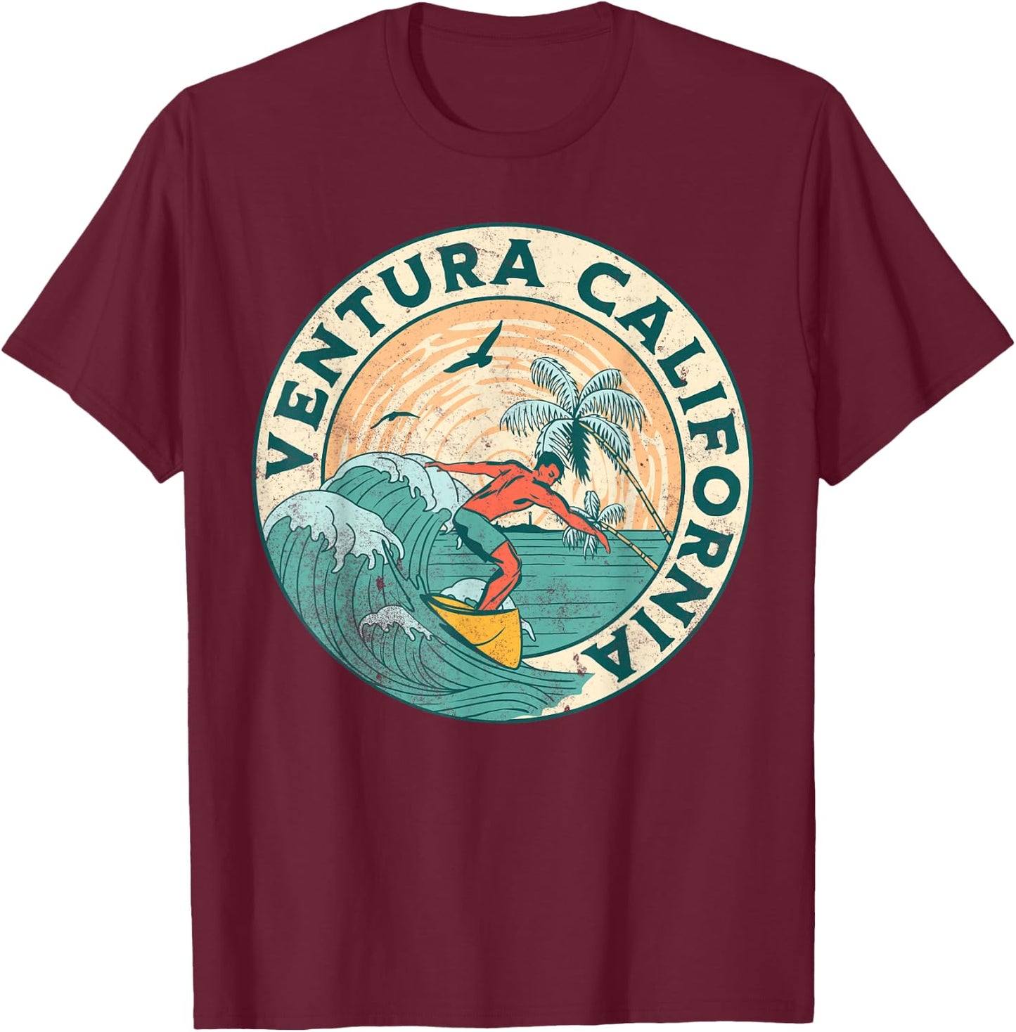 Ventura California T-Shirt - T-Shirt | Maroon