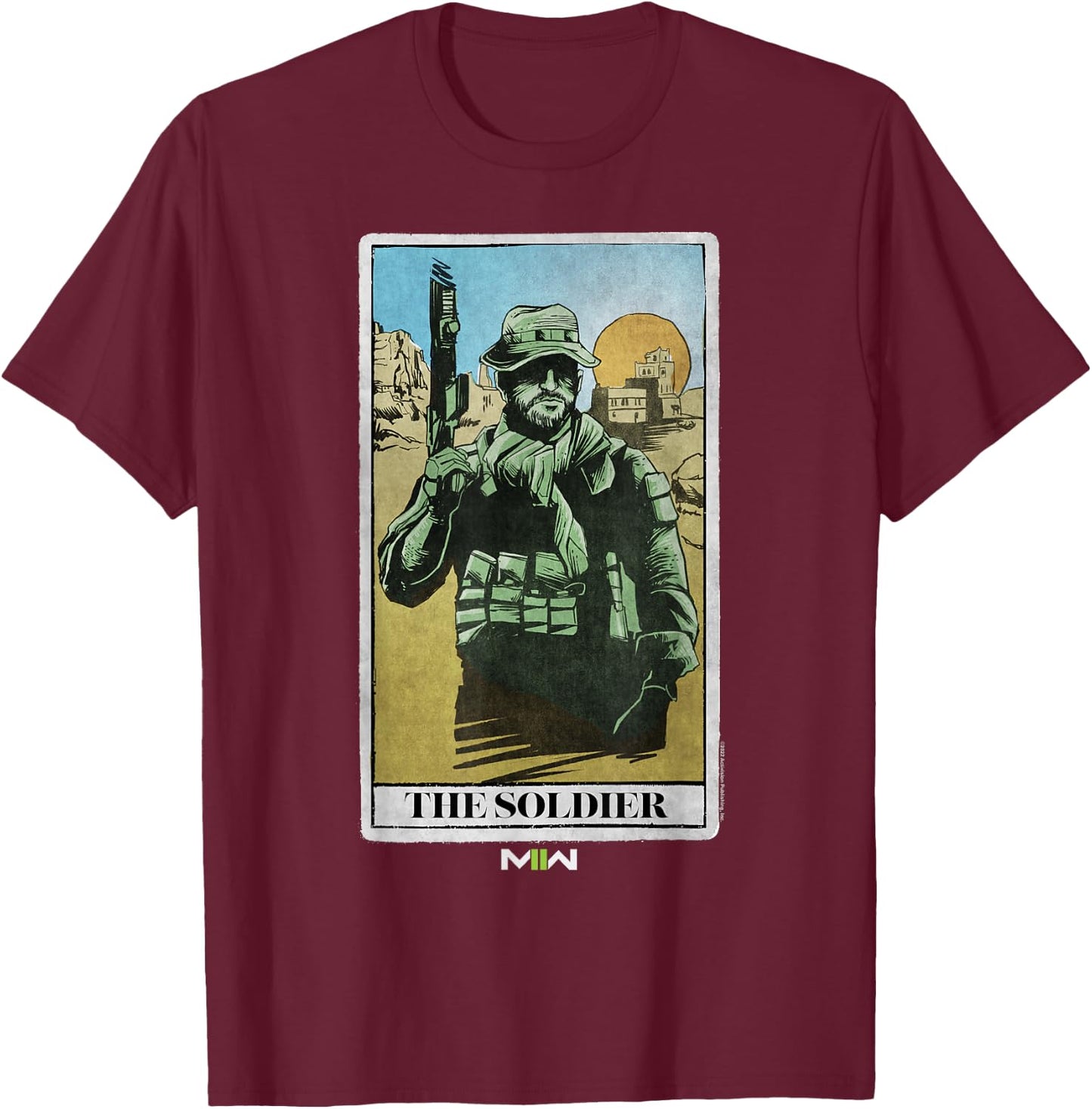 Call of Duty: Modern Warfare 2 The Soldier Desert Card T-Shirt - T-Shirt | Maroon