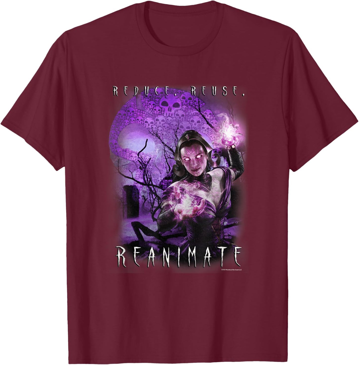 Magic: The Gathering Reduce Reuse Reanimate Liliana Vess T-Shirt - T-Shirt | Maroon