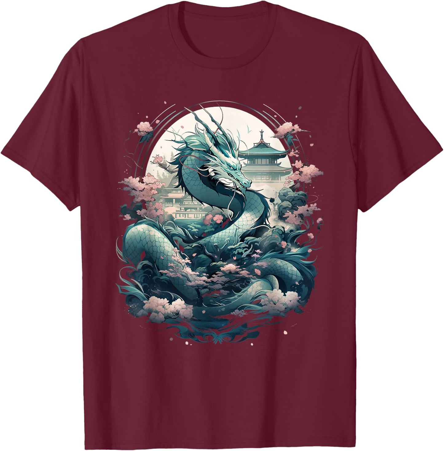 Japanese Aesthetic Dragon Japanese Art Japan Tattoo T-Shirt - T-Shirt | Maroon