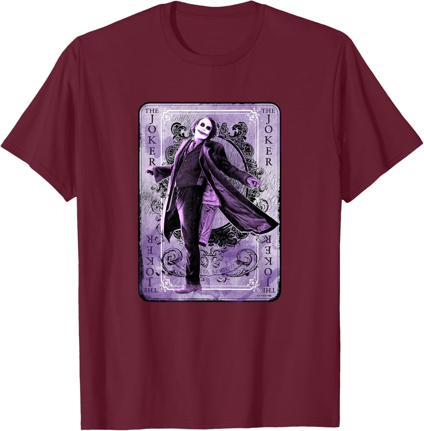 The Dark Knight The Joker Supervillain Playing Card Poster T-Shirt - T-Shirt | Maroon