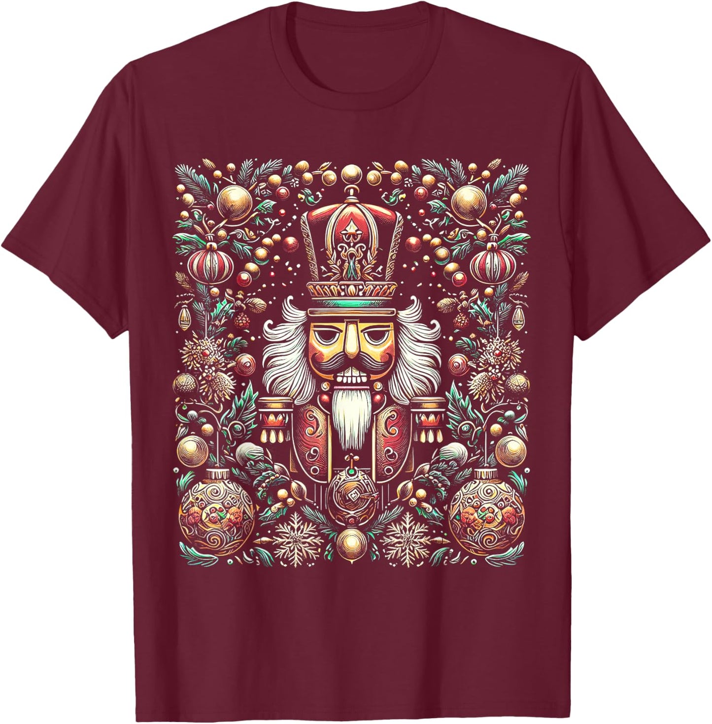 Christmas Nutcracker Merry Christmas Xmas Morning Holiday T-Shirt - T-Shirt | Maroon