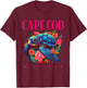 Cape Cod Massachusetts Floral Beach Turtle Souvenir T-Shirt - T-Shirt | Maroon