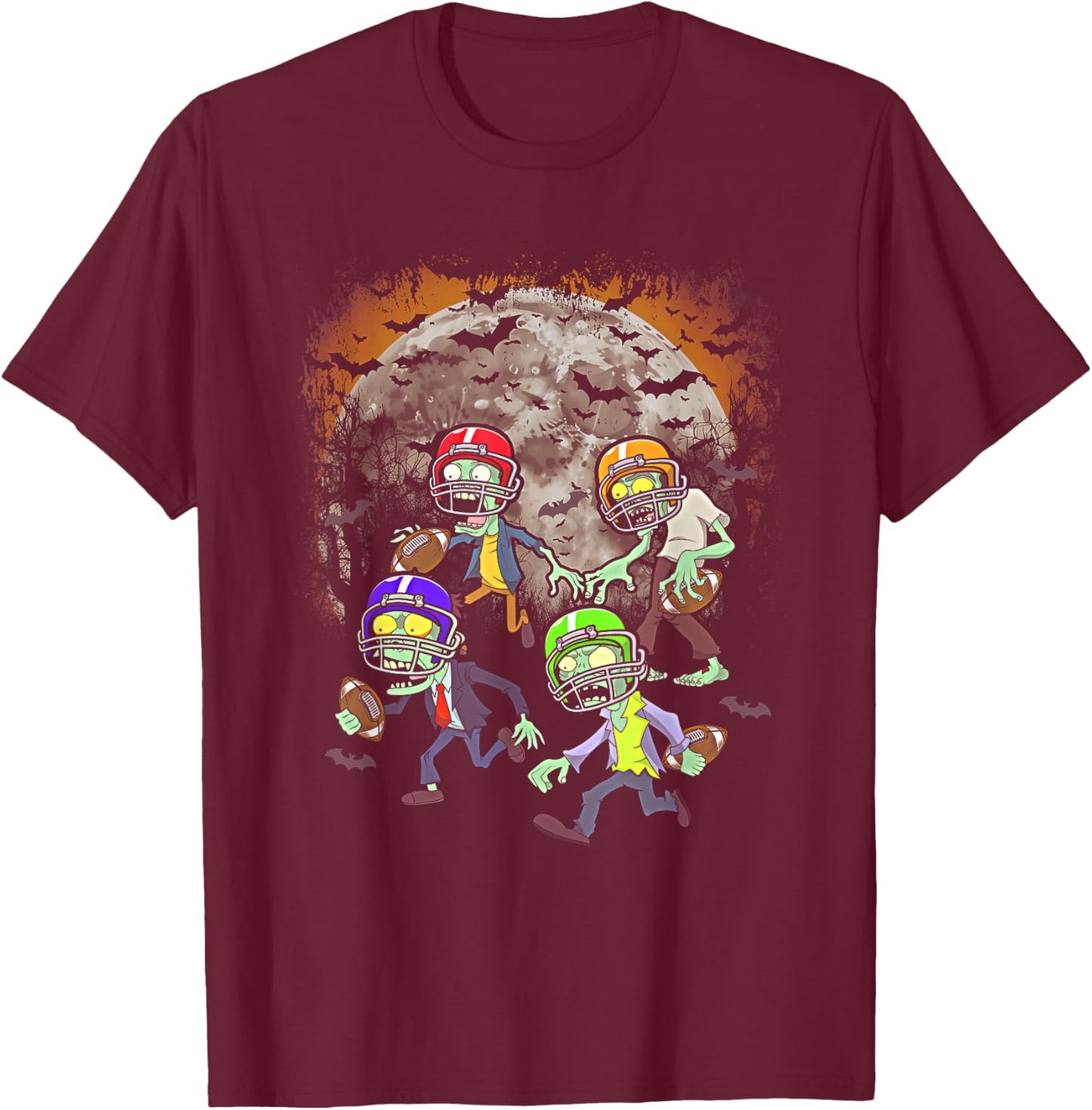 Football Zombie Player Halloween Spooky Football Team Sport T-Shirt - T-Shirt | Maroon