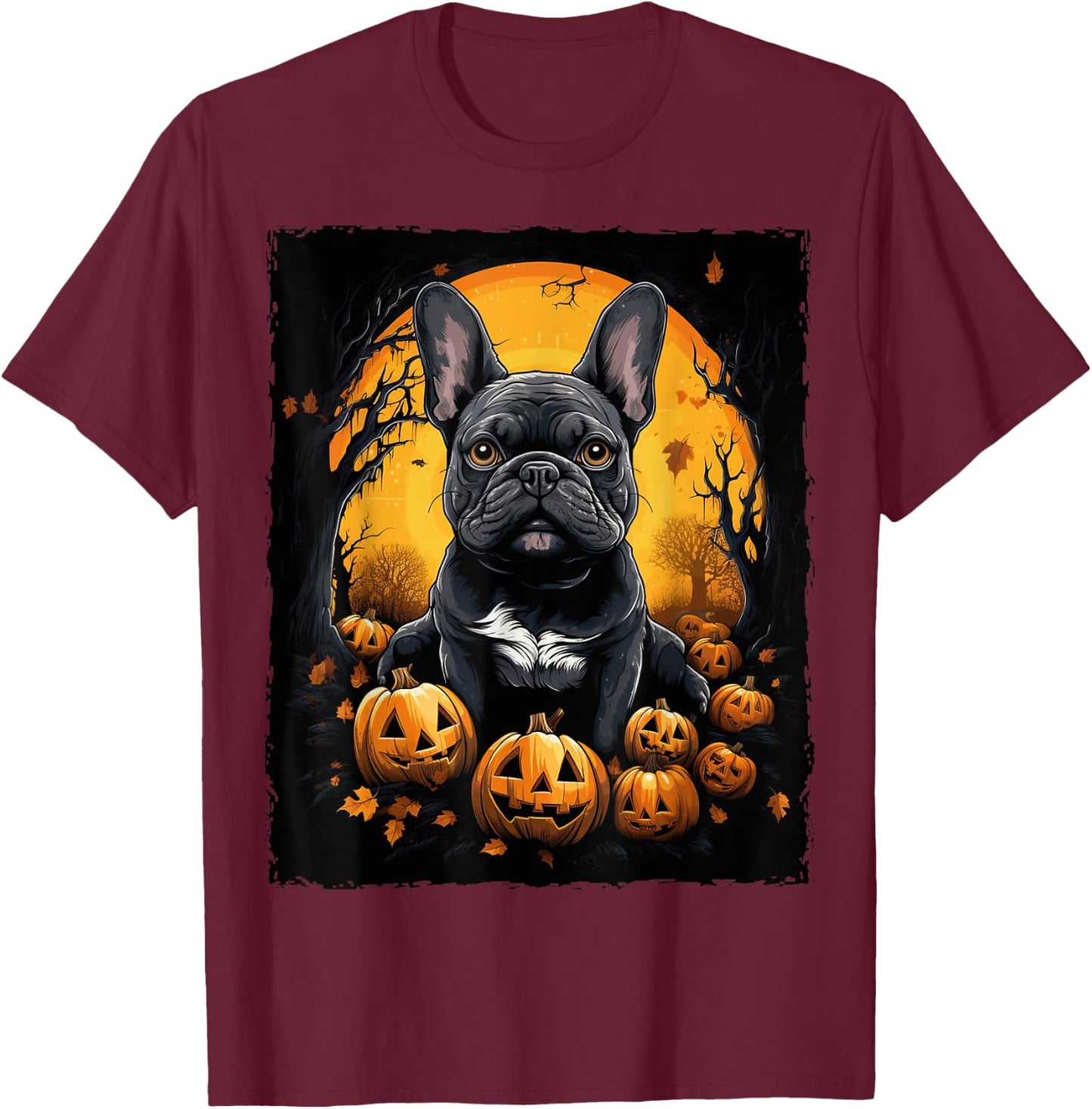 French Bulldog Halloween T-Shirt - T-Shirt | Maroon