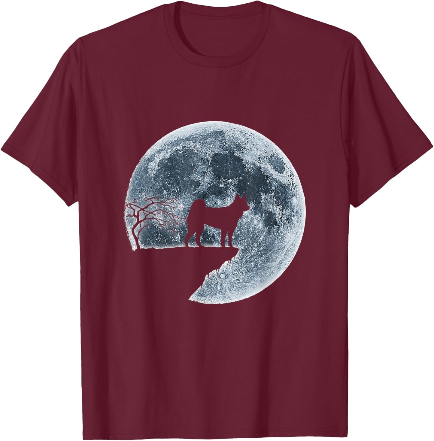 Kai Ken Halloween Costume Moon Silhouette T-Shirt - T-Shirt | Maroon