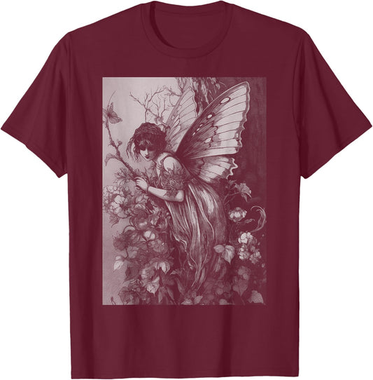 Fairy Grunge | Goblincore Cottagecore Fairycore Whimsigoth T-Shirt - T-Shirt | Maroon