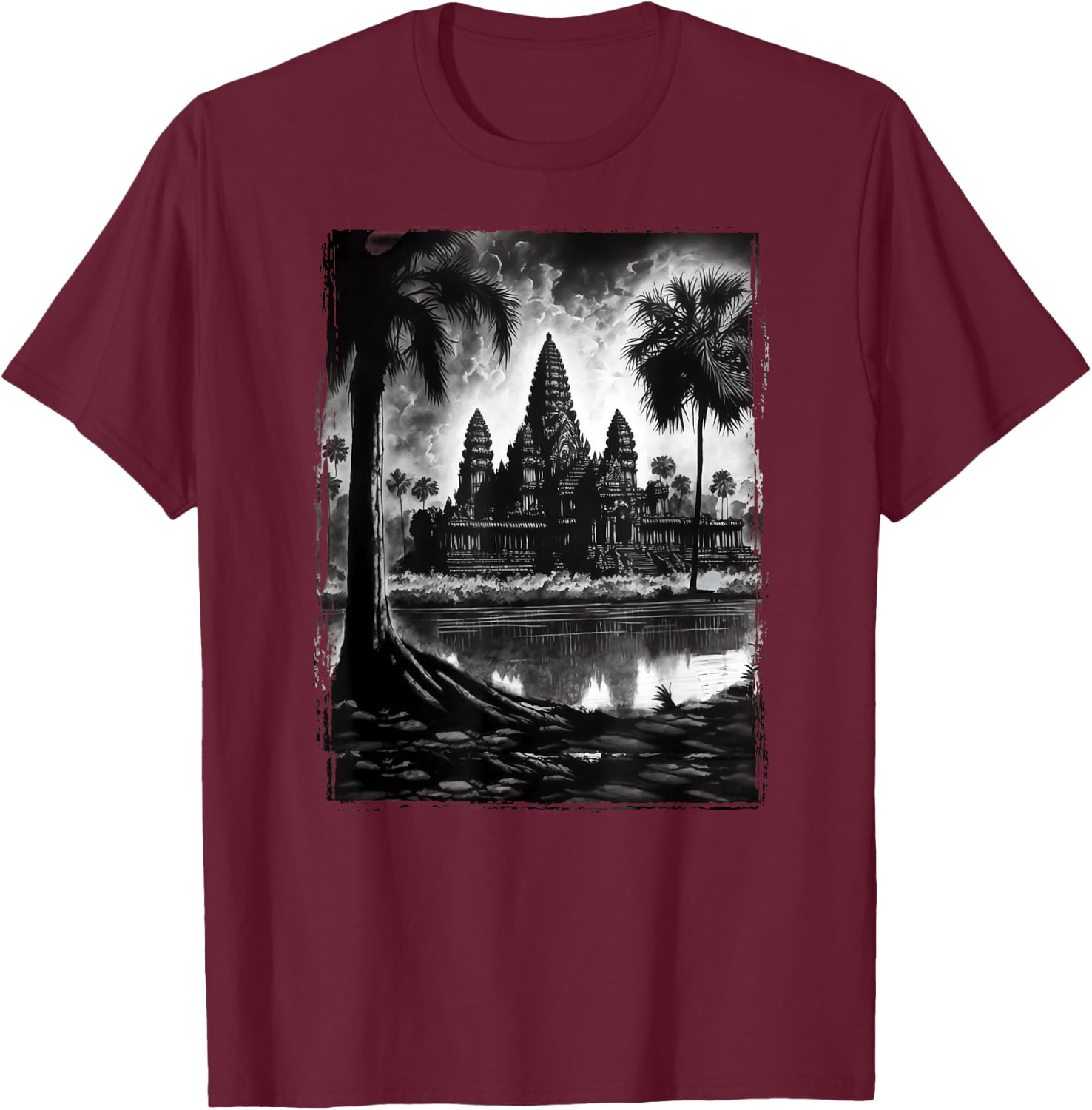 Vintage Cambodia - Angkor Wat SIEM Reap T-Shirt - T-Shirt | Maroon