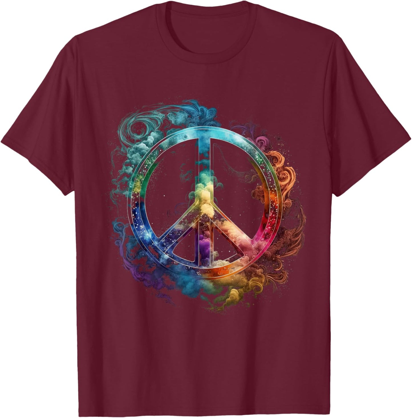 Peace sign of freedom hippie flower child space science T-Shirt - T-Shirt | Maroon