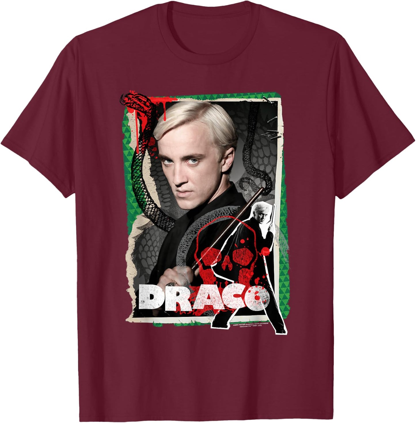Harry Potter Draco Malfoy Photo Collage T-Shirt - T-Shirt | Maroon