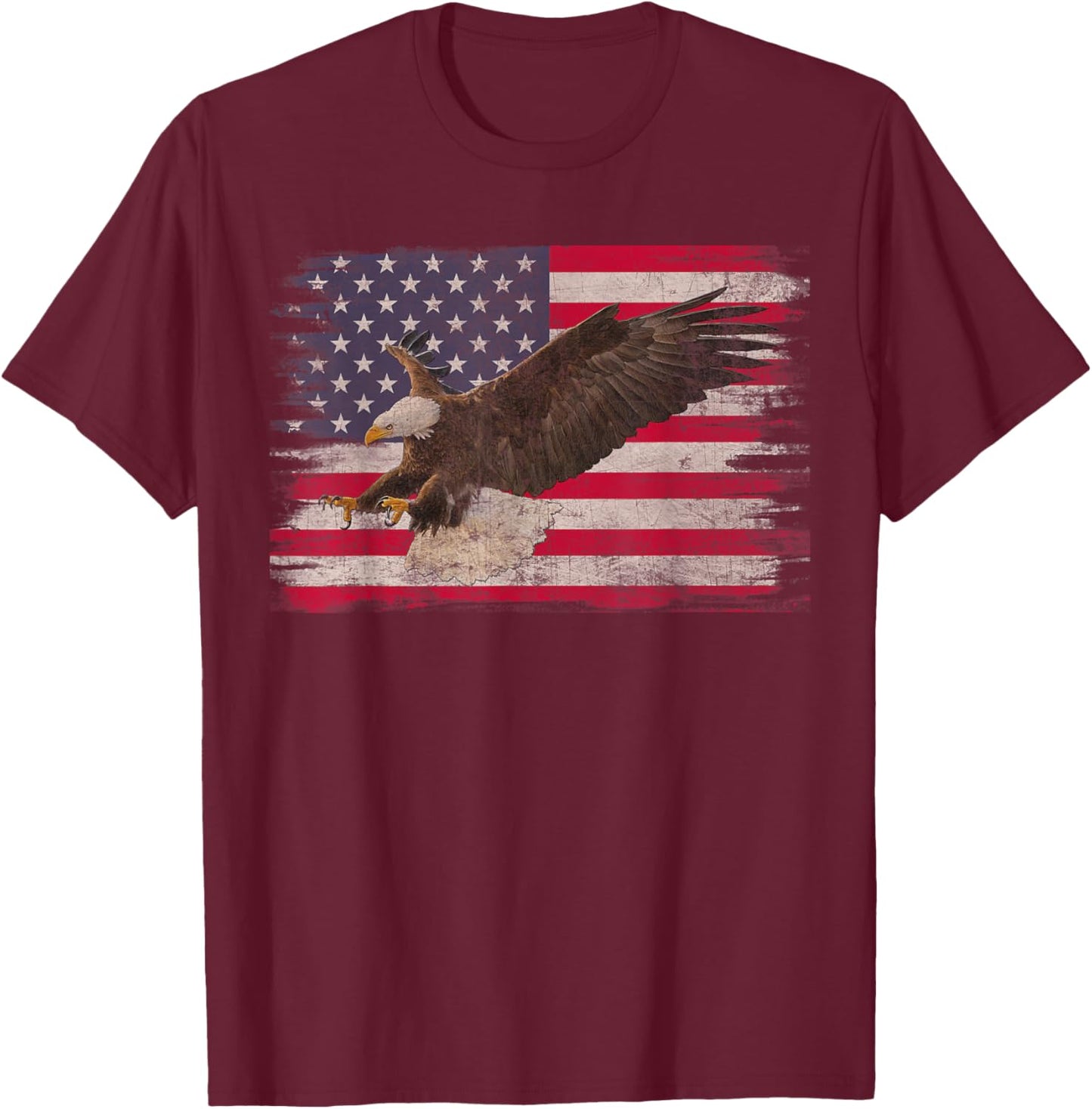 American Bald Eagle 4th Of July US Flag Patriotic Boys Men T-Shirt - T-Shirt | Maroon