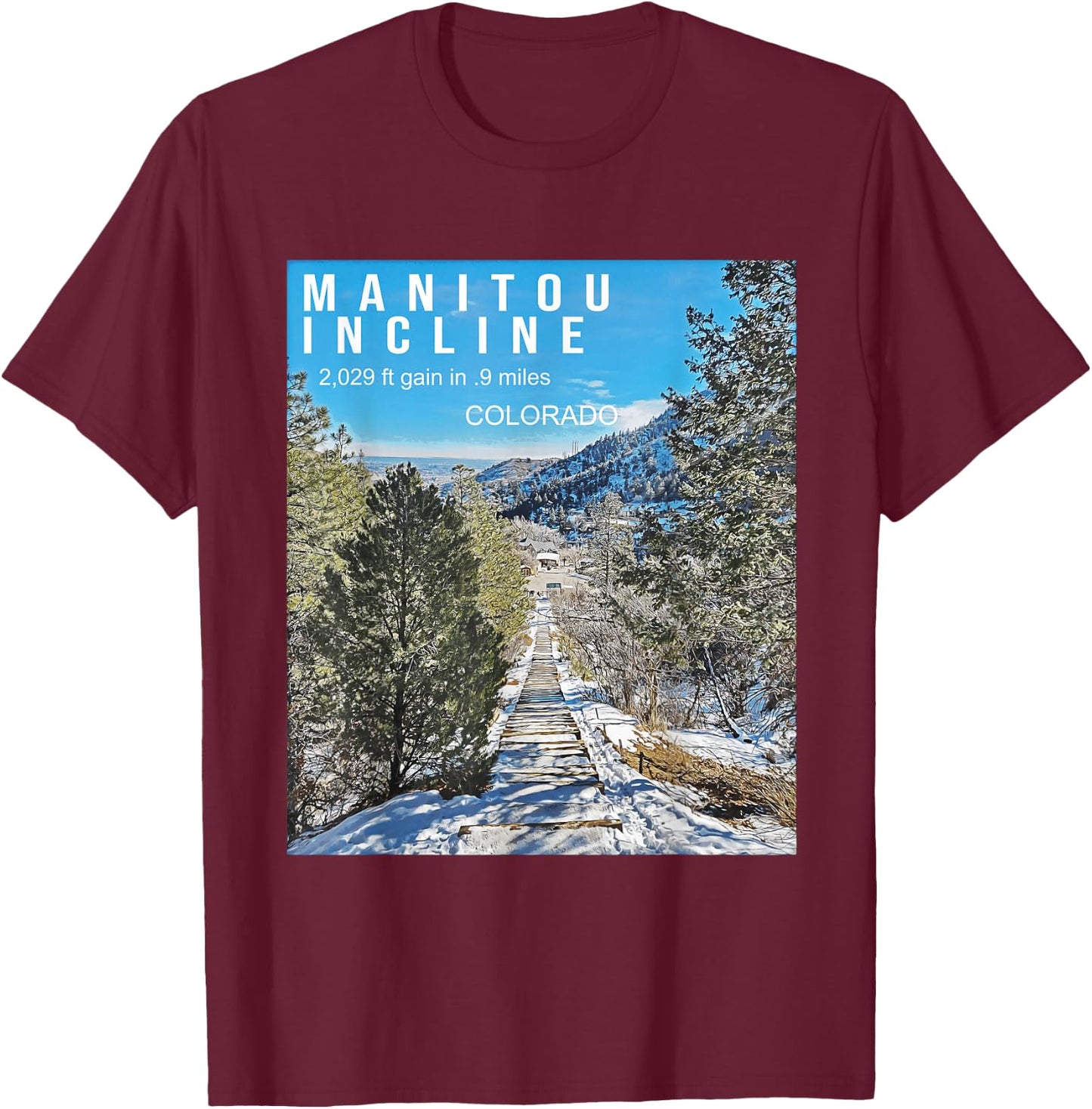 Manitou Springs Incline Gifts for Colorado Hiking T-Shirt - T-Shirt | Maroon