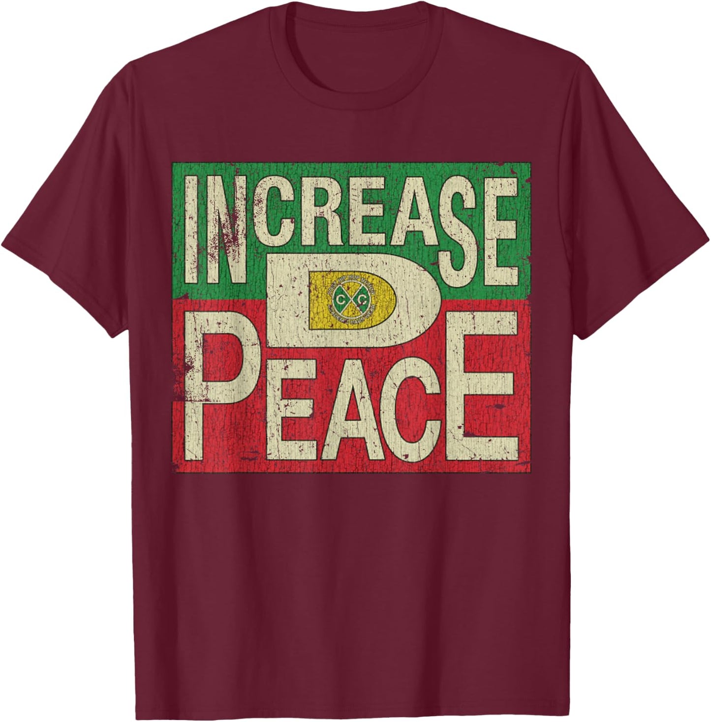 Vintage Increase D Peace 1992 T-Shirt - T-Shirt | Maroon