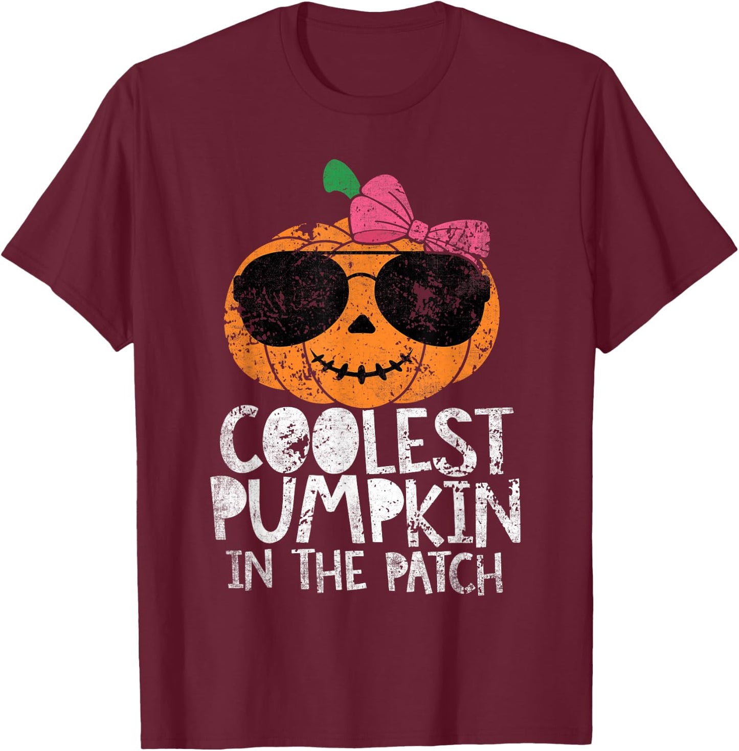 Kids Coolest Pumpkin In The Patch Halloween For Girls Teens T-Shirt - T-Shirt | Maroon