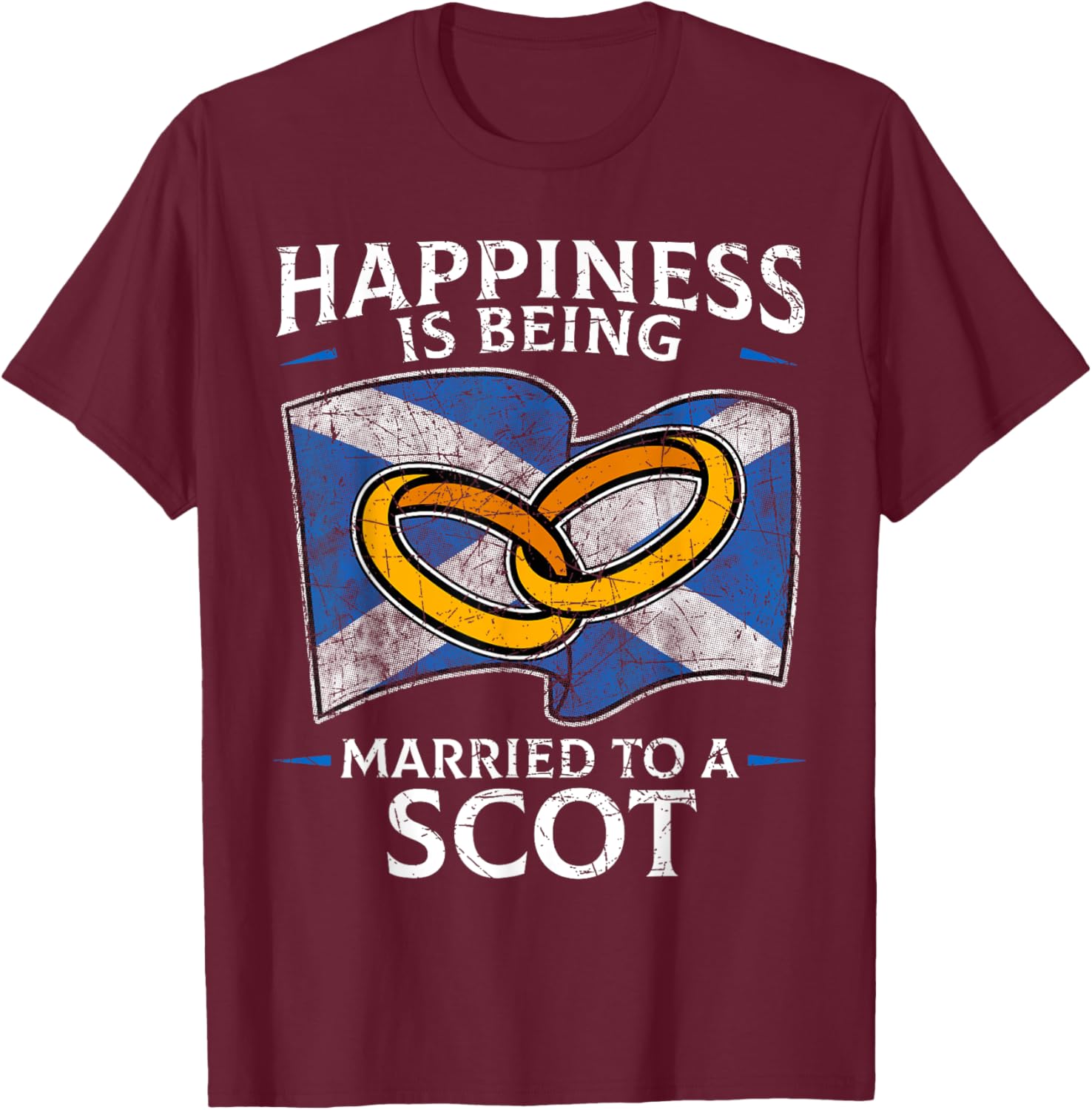 Scottish Wedding Scotland Heritage Roots Scot Flag Married T-Shirt - T-Shirt | Maroon