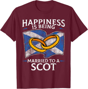 Scottish Wedding Scotland Heritage Roots Scot Flag Married T-Shirt - T-Shirt | Maroon
