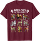 Wild Cats of the World Educational Animal Big Cat Types T-Shirt - T-Shirt | Maroon