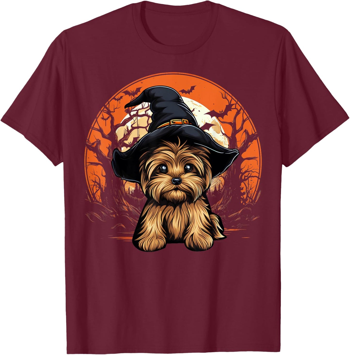 Yorkshire Terrier Dog Lover Halloween Spooky Ghost Costume T-Shirt - T-Shirt | Maroon