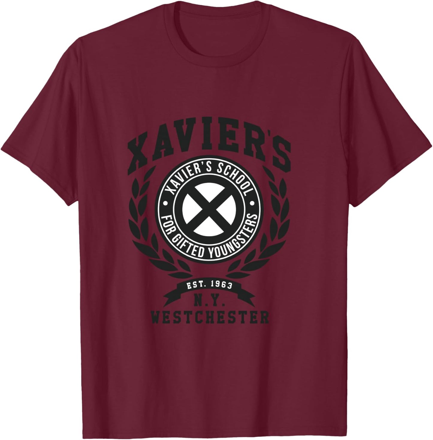 Marvel X-Men Xavier's School For Gifted Youngsters N.Y. Logo T-Shirt - T-Shirt | Maroon